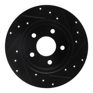 Chevrolet Malibu Brake Rotor (1) - Rear Left - R1 Concepts - Drilled & Slotted - Black - `04-`12